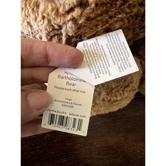 NWT Jellycat Bartholomew Bear HUGE 16.5”Plush Animal Authentic Dust Bag BARH2BR - Picture 6 of 8